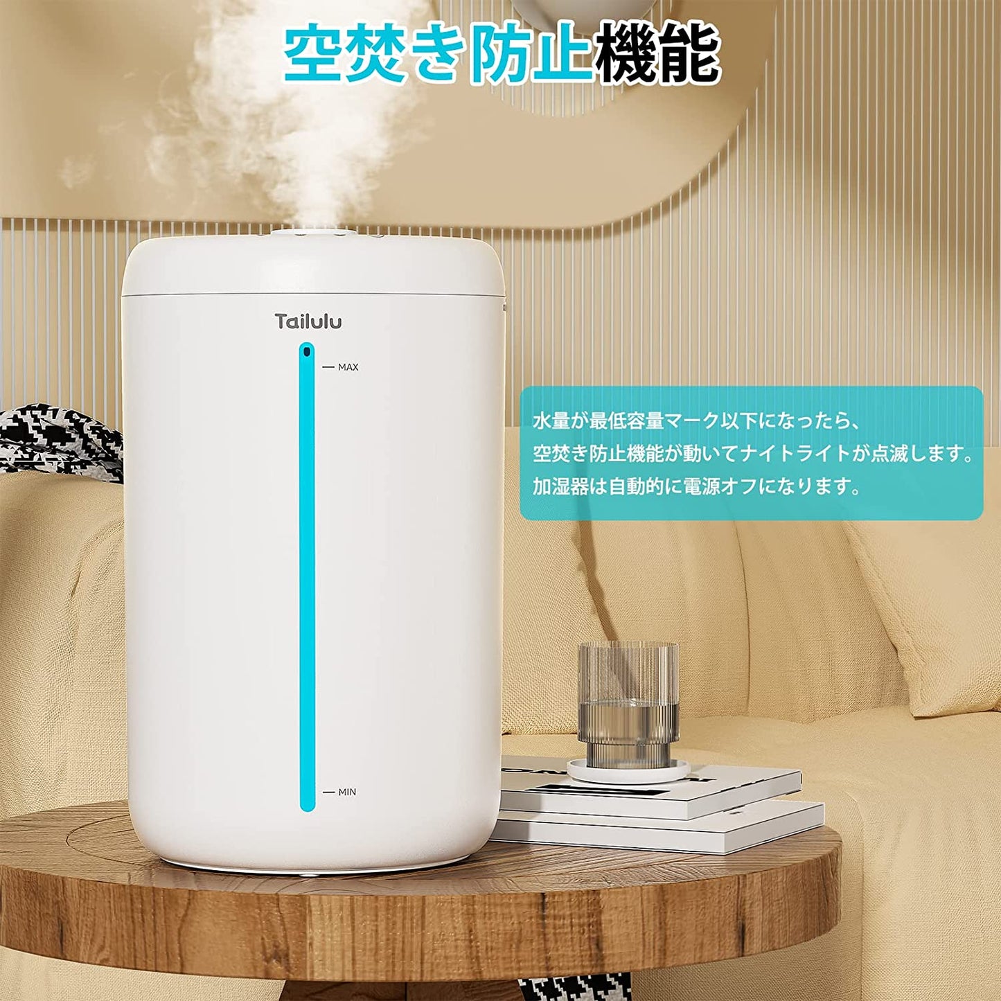【最新アップグレード版・アロマ対応・超静音】Tailulu DS9L 加湿器 卓上 大容量 4.5L 超音波式 次亜塩素酸水対応